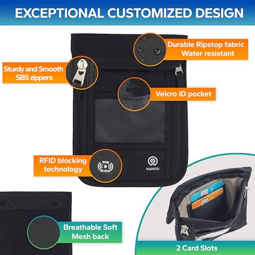Neck Wallet Travel Pouch and RFID Blocking Passport Holder for Women and Men