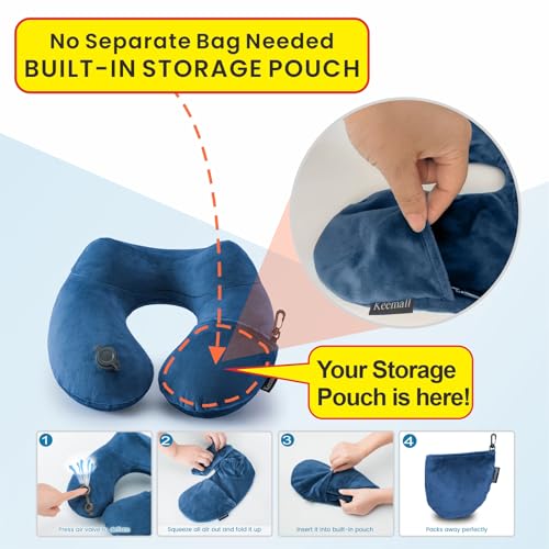 Inflatable Travel Neck Pillow for Airplane to Relieve Neck Pain