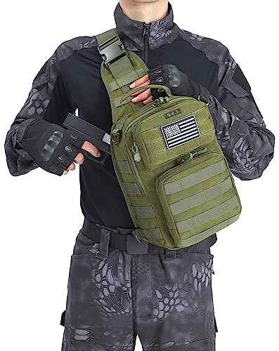 Tactical Sling Backpack with Holster Military Crossbody Bag for Men Single Shoulder Back Pack 10L