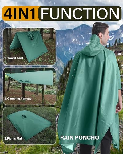 Hooded Rain Poncho Packable Waterproof Unisex Raincoat with Pocket