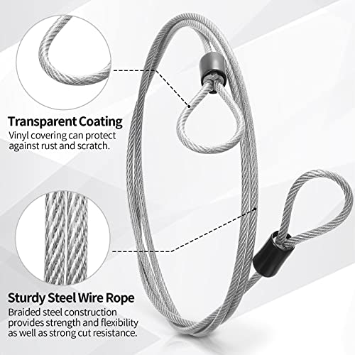 12 Pack Security Cable Luggage Lock with Loops 4ft 3mm Braided Steel Coated Bike Cable Wire Double Loop Anti Theft Safety for U Lock (12 Count)