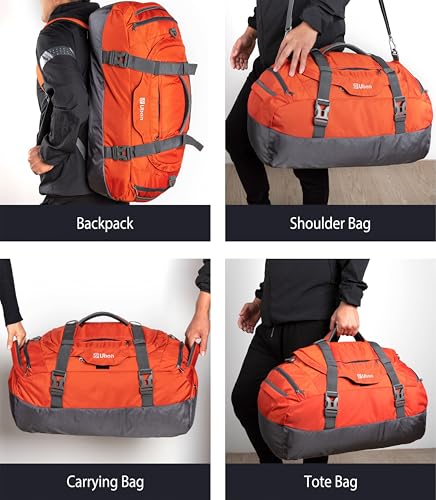 Duffel Backpack Weekender Gym Bag Shoe Compartment Orange 45L