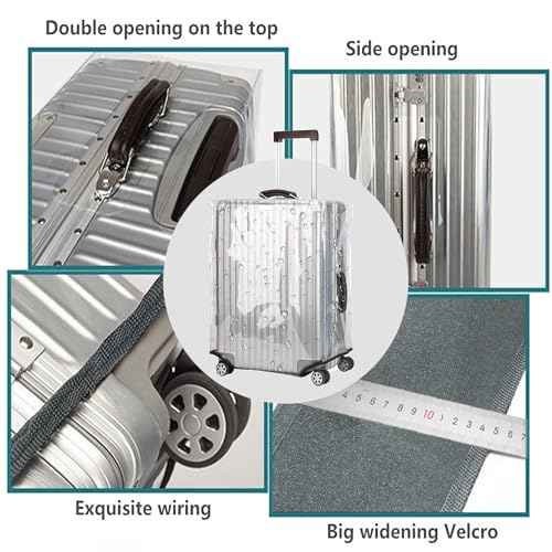 3-Piece Set (20/24/28 Inch) Clear Suitcase Cover (Gray Trim) (3 Count)