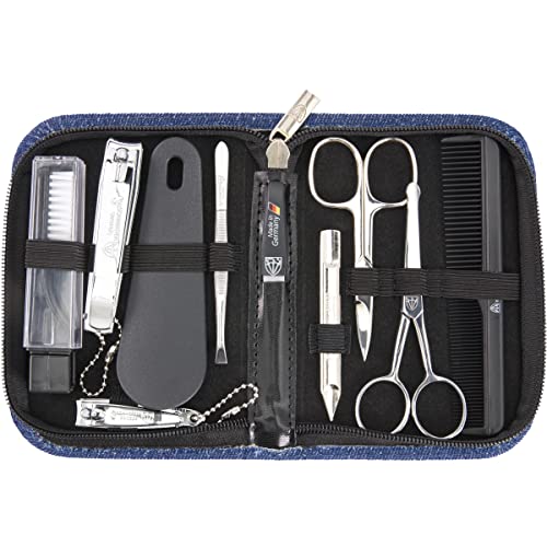 brand quality 10 piece manicure pedicure grooming kit set for professional finger & toe nail care tweezers file clipper fashion leather case in gift box