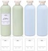13.5 oz Plastic Travel Shampoo Bottles, Refillable Flip Cap Squeeze Bottles for Toiletries, Large Leakage-proof Travel Shampoo and Conditioner Container (Blue and Green)