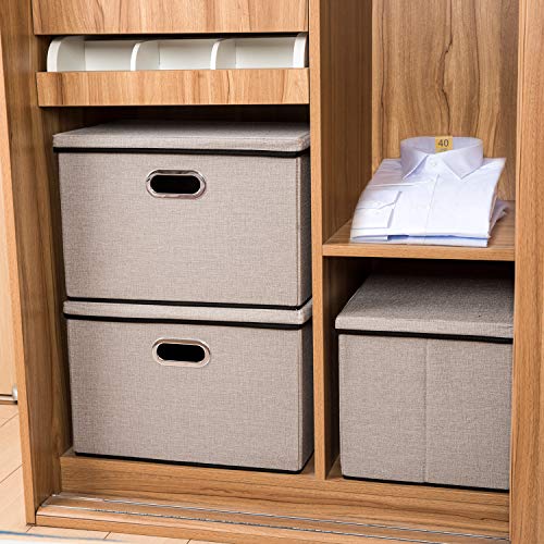Large Foldable Storage Bins with Lids [3 (3 Count)