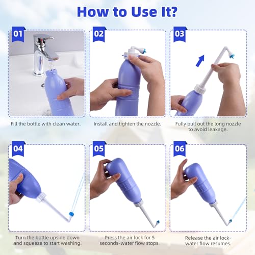 Portable Bidet Sprayer and Travel Bidet with Hand Held Bidet Bottle for Personal Cleansing Use Extended Nozzle