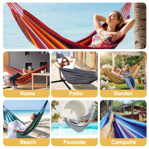 Cotton Camping Hammock Portable with Tree Straps Holds 660lbs