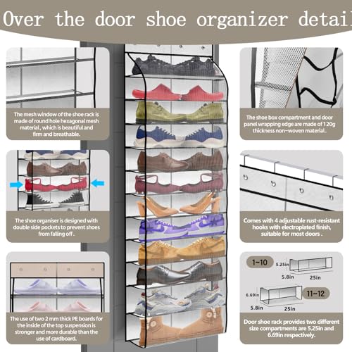 12 Pocket Over the Door Shoe Organizer