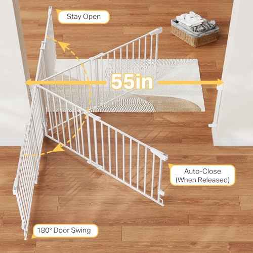 35.1 55" Extra Wide No Bottom Bar Baby Gate & Dog Gate for Stairs