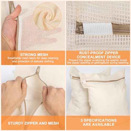 6-Piece Bag, Durable Cotton Mesh Laundry Bag, Sturdy Zipper, Breathable Mesh, Exquisite Laundry Bag for Underwear, Clothes, Pants, Shoes and Socks (5.99 Count)