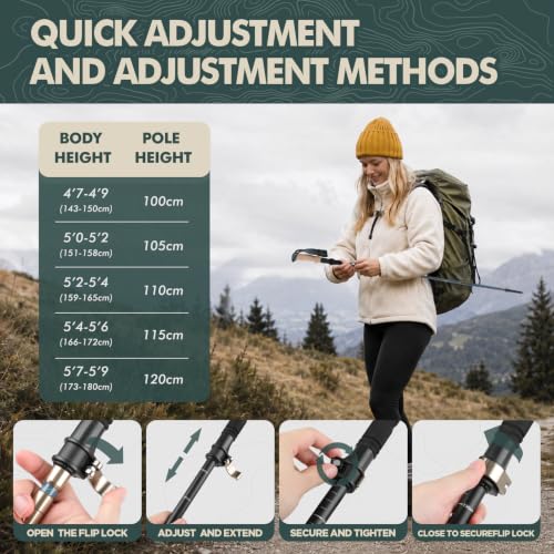Folding Trekking Poles 7075 Aluminum Lightweight for Travel