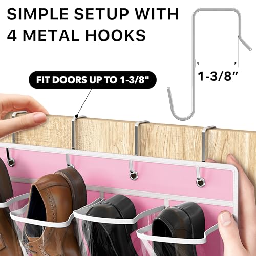 24 Pockets Large Clear Over the Door Shoe Organizer
