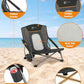 Beach Camping Folding Chairs for Adults Low Portable Chair with Cup Holder High Mesh Back for Outdoor Lawn Sand Travel Festival Concert