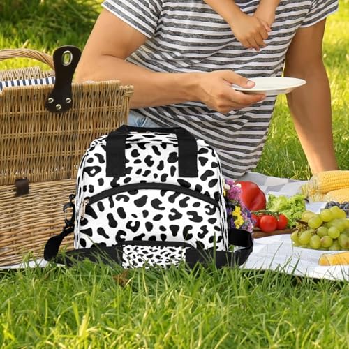 Leopard Cheetah White Insulated Lunch Bag for Women Girl Reusable Lunch Tote Box With Shoulder Strap Lightweight Thermal Cooler Meal Prep Bag for Work School Office Picnic (print 16)