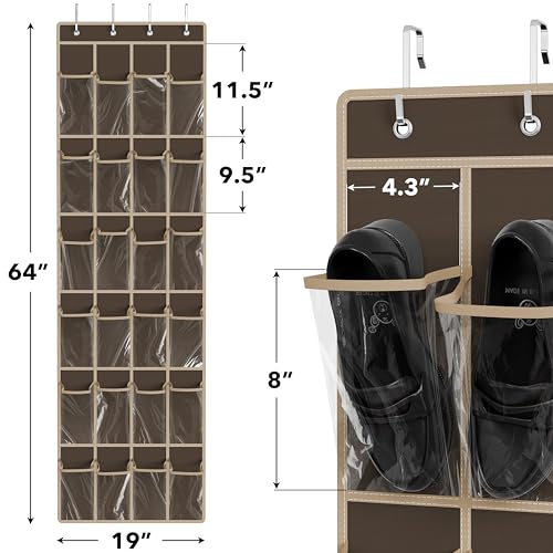 24 Pockets Clear Over the Door Shoe Organizer