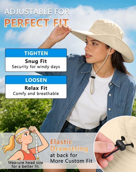 UPF 50+ Wide Brim Sun Hat with Neck Flap