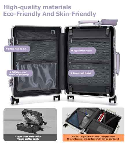 Aluminum Frame Wide Handle PC Carry On Luggage