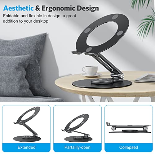 Adjustable Laptop Stand for Desk 360° Rotating Base up to 17" Black