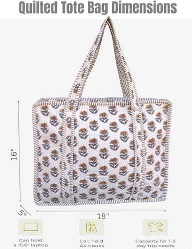 100% Cotton Quilted Tote Bag For Women