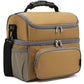 Double Layer Cooler Insulated Lunch Bag Adult Lunch Box Large Tote Bag for Men (Brown)