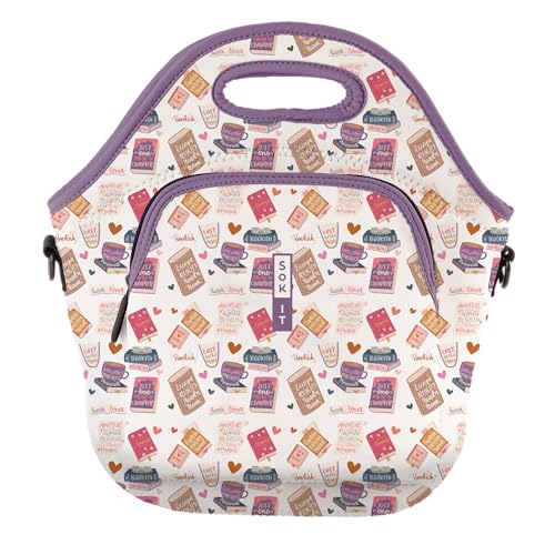 LunchTote Zippered Bag Insulated Neoprene Caddy (Just One More Chapter / X-Large 6.5 Quart Lunch Tote)