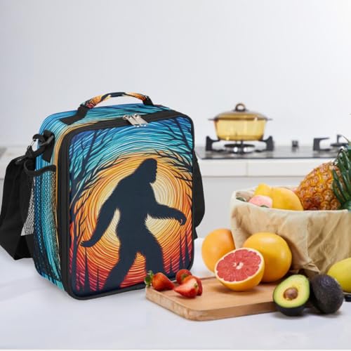 Galaxy Bigfoot Kids Lunch Box for Girls Boys Reusable Insulated Lunch Bag for Kids Toddler Thermal Cooler Spacious Lunchbox with Shoulder Strap Lunchbag for School Work Picnic (print 7)