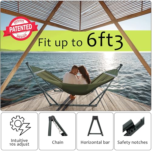 Sturdy Steel Hammock with Stand Premium Cotton Canvas Hammock