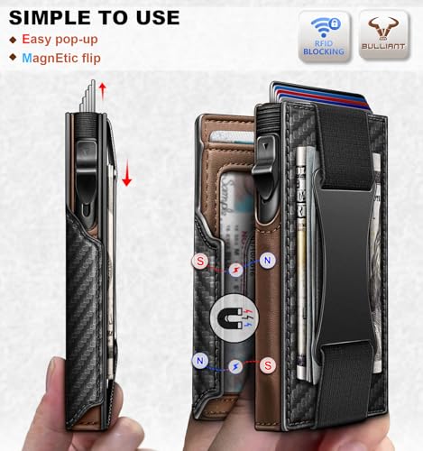 Men Slim Leather Wallet Metal Case Money Clip