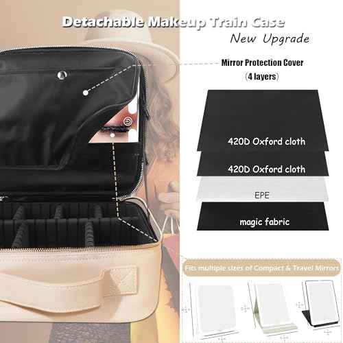 Travel Makeup Bag Cosmetic Bag Makeup Organizer Bag with Lighted Mirror