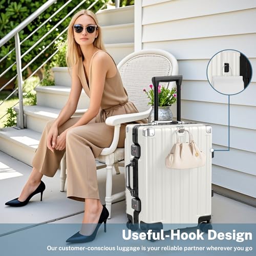 Zipperless Luggage with Spinner Wheels 100% PC Hardside 24in Suitcase