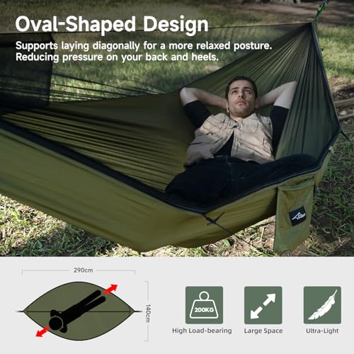 Camping Hammock with Mosquito Net and Ridge Rope