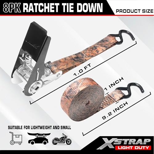 8 Pack Ratchet Tie Down Straps (8 Count)