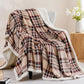 Sherpa Fleece Throw Blanket 80" x 90" Reversible Plush Fluffy Large Big Blanket Lattice Flannel Blankets for All Season Use