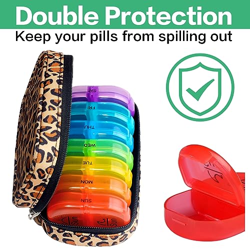 Weekly Travel Pill Organizer 2 Times a Day AM PM Rainbow Pill Box