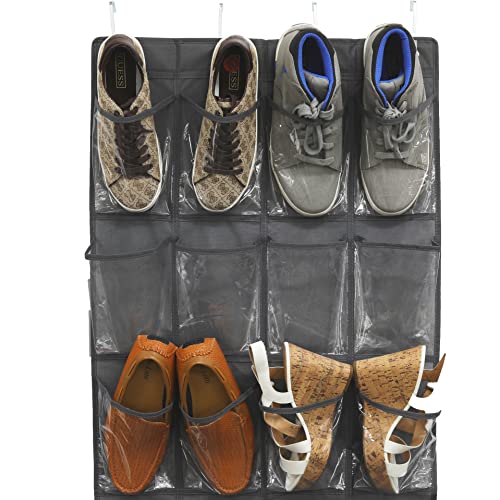 24 Pockets Large Clear Over Door Shoe Organizer