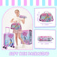 Cute Pink Mermaid Kid’s Luggage Set 5 Piece Suitcase Set 16’’ Hardside Luggage with Spinner Wheels Girls Boys Carry on Toddler Luggage Travel Rolling Luggage Carry on Luggage Airline Approved (5 Count)