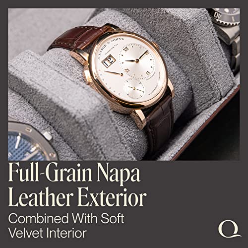 Leather Watch Roll Travel Case for 3 Watches
