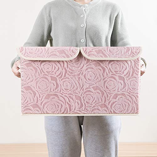 Large Stackable Storage Bins with Lids Fabric Decorative Storage Box Cubes Organizer Containers Baskets with Cover Handles Divider for Bedroom Closet Living Room 17.3x11.8x9.8 Inch 3 Pack (3 Count)