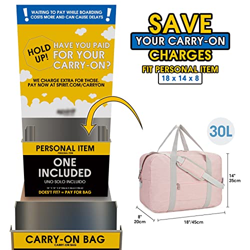 For Spirit Airlines Personal Item Bag 18x14x8 Foldable Travel Duffel Bag Tote Duffle Carry on Luggage for Women and Men 30L