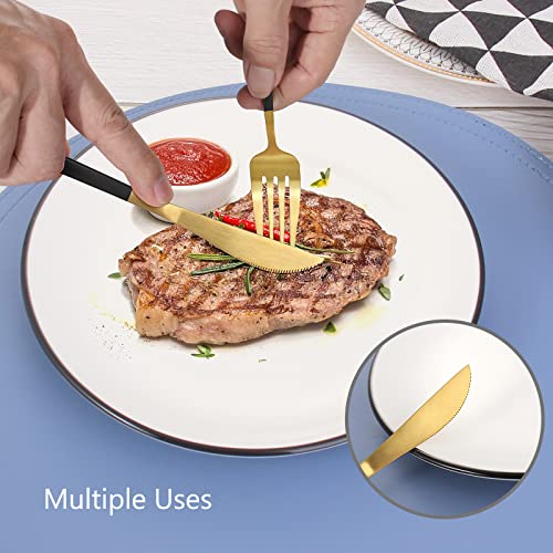 Matte Black Gold Silverware Set (4 Count)