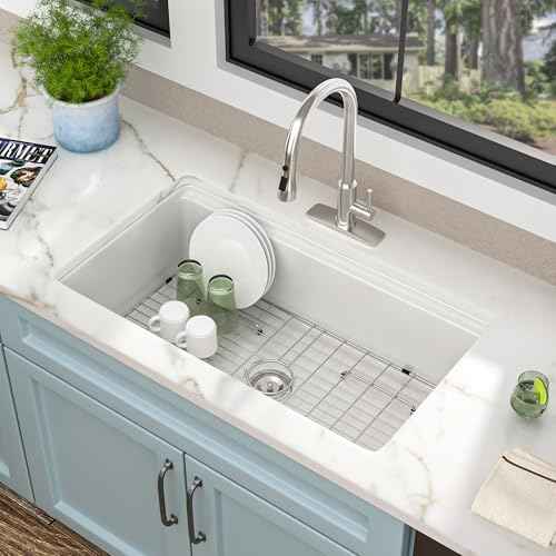 33"x19" White Undermount Sink Ledge Workstaion