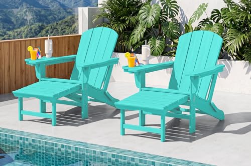 Folding Adjustable Adirondack Chairs with Footrest Set of 2 (2 Count)