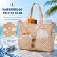 Waterproof Beach Tote Bag for Women Girls with Zipper Foldable Sandproof Pool Swim Bag Travel Carry On Gym