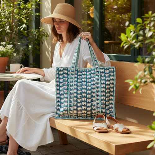 100% Cotton Quilted Tote Bag For Women