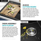 Bellucci 25 inch Granite Workstation Drop In Top Mount Single Bowl Kitchen Sink in Metallic Black with Accessories