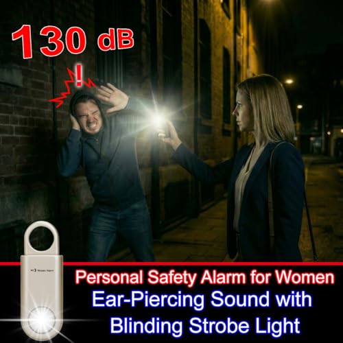 130db Personal Safety Alarm with Ultra Bright Strobe Light. Gold