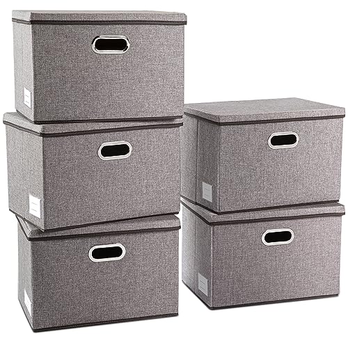 Large Collapsible Storage Containers with Lids [5 (5 Count)