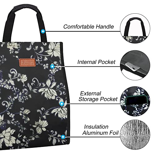 Lunch Bags for Women Insulated Reusable Lunch Tote with Internal Pocket