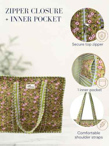 100% Cotton Quilted Tote Bag For Women